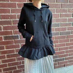 Moncler Hoodie with Contrasting Peplum, size Medium, fits Size Small